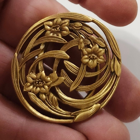 Vtg MFA Museum of Fine Art Nouveau Gladiolas Scarf Clip - Picture 2 of 3